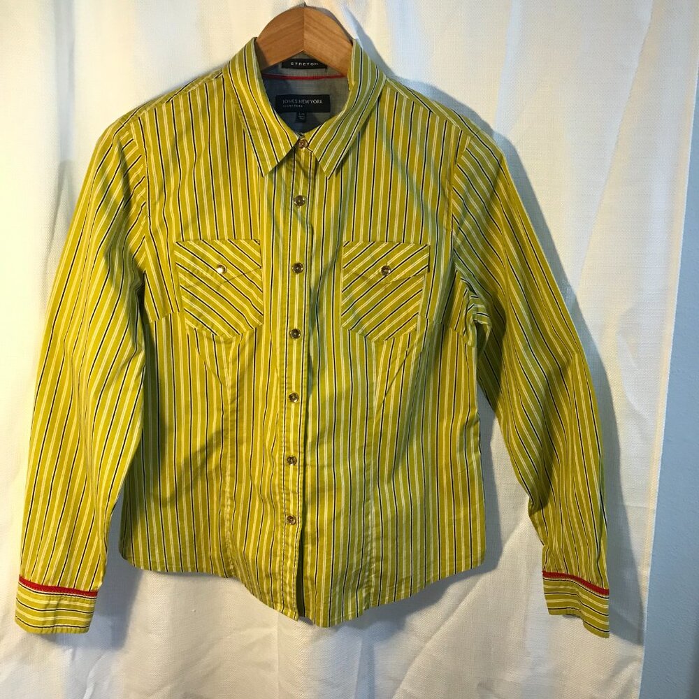 Jones New York Signature slimming long sleeve women’s shirt size medium (8)